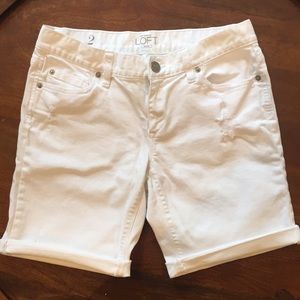 LOFT white denim shorts